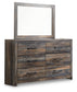 Drystan King Bookcase Bed with 4 Storage Drawers with Mirrored Dresser Signature Design by Ashley®