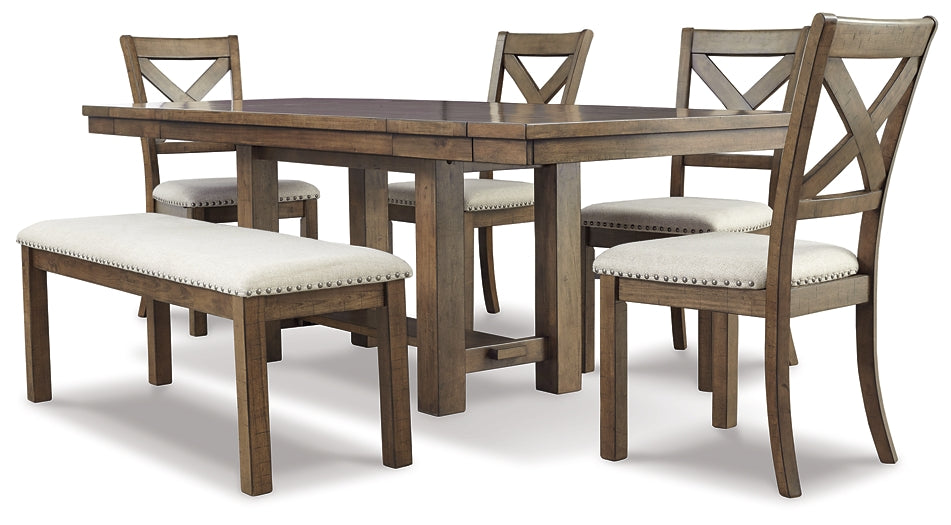 Moriville Dining Table and 4 Chairs and Bench Signature Design by Ashley®