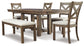 Moriville Dining Table and 4 Chairs and Bench Signature Design by Ashley®