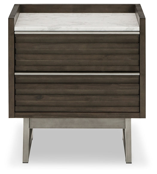 Arkenton Queen Panel Bed with Mirrored Dresser and 2 Nightstands Ashley®