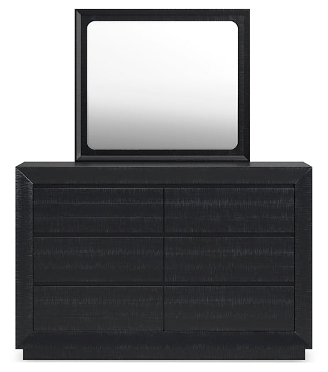 Londer California King Panel Bed with Mirrored Dresser and Chest Millennium® by Ashley