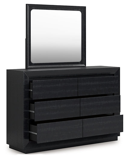Londer California King Panel Bed with Mirrored Dresser and Chest Millennium® by Ashley