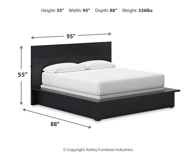 Londer California King Panel Bed with Mirrored Dresser and Chest Millennium® by Ashley