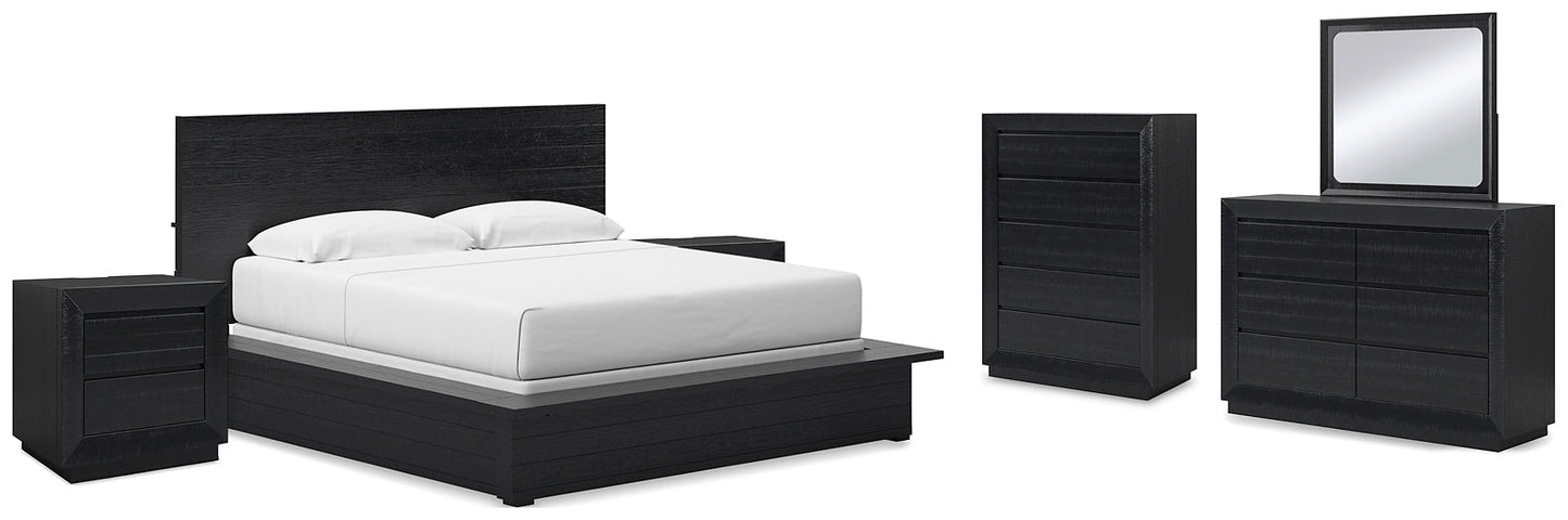 Londer King Panel Bed with Mirrored Dresser, Chest and 2 Nightstands Millennium® by Ashley