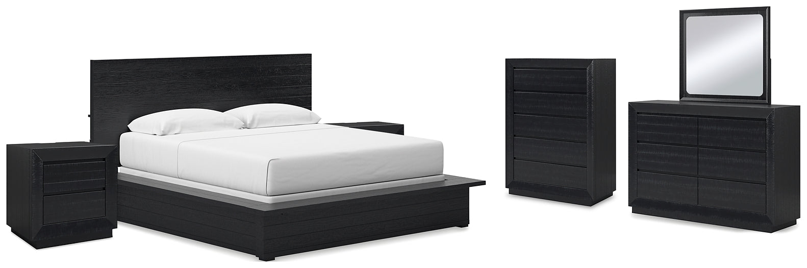 Londer King Panel Bed with Mirrored Dresser, Chest and 2 Nightstands Millennium® by Ashley