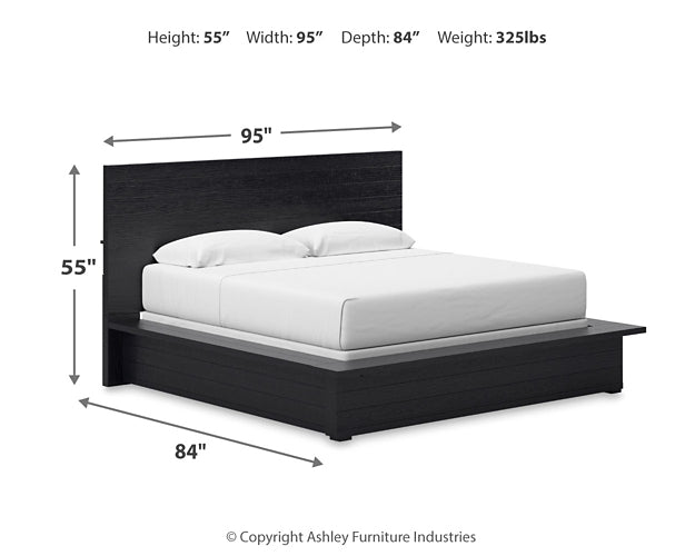 Londer King Panel Bed with Mirrored Dresser, Chest and 2 Nightstands Millennium® by Ashley