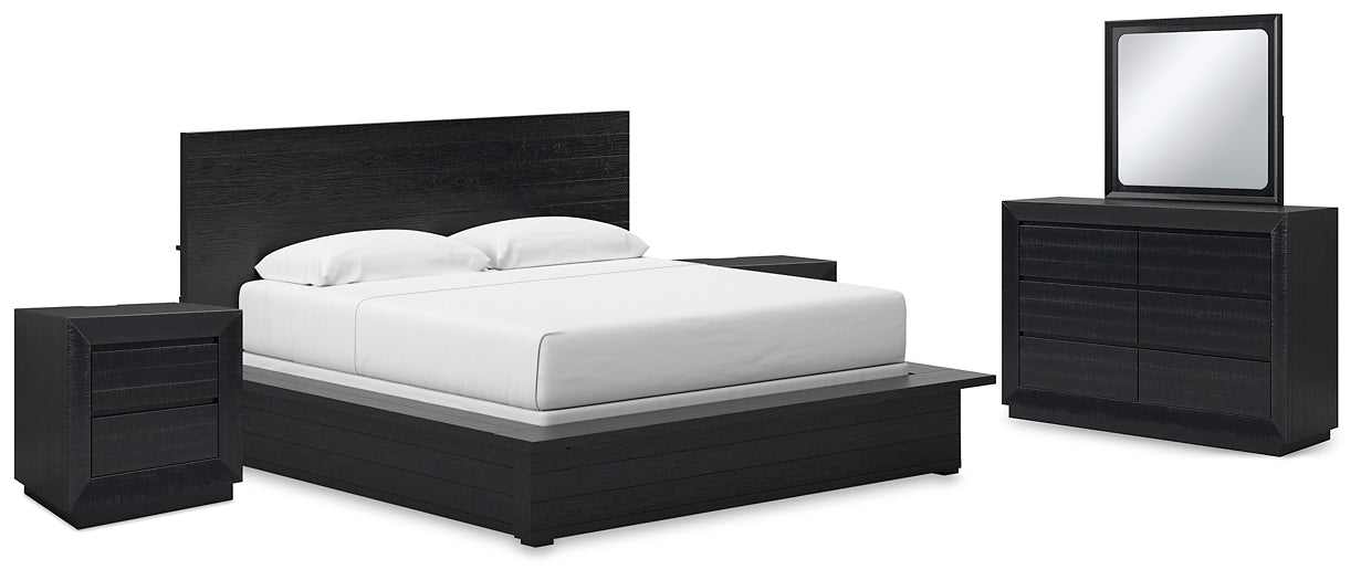 Londer King Panel Bed with Mirrored Dresser and 2 Nightstands Millennium® by Ashley