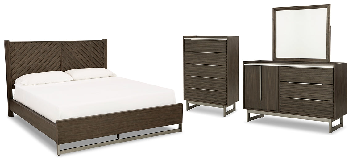 Arkenton California King Panel Bed with Mirrored Dresser and Chest Ashley®