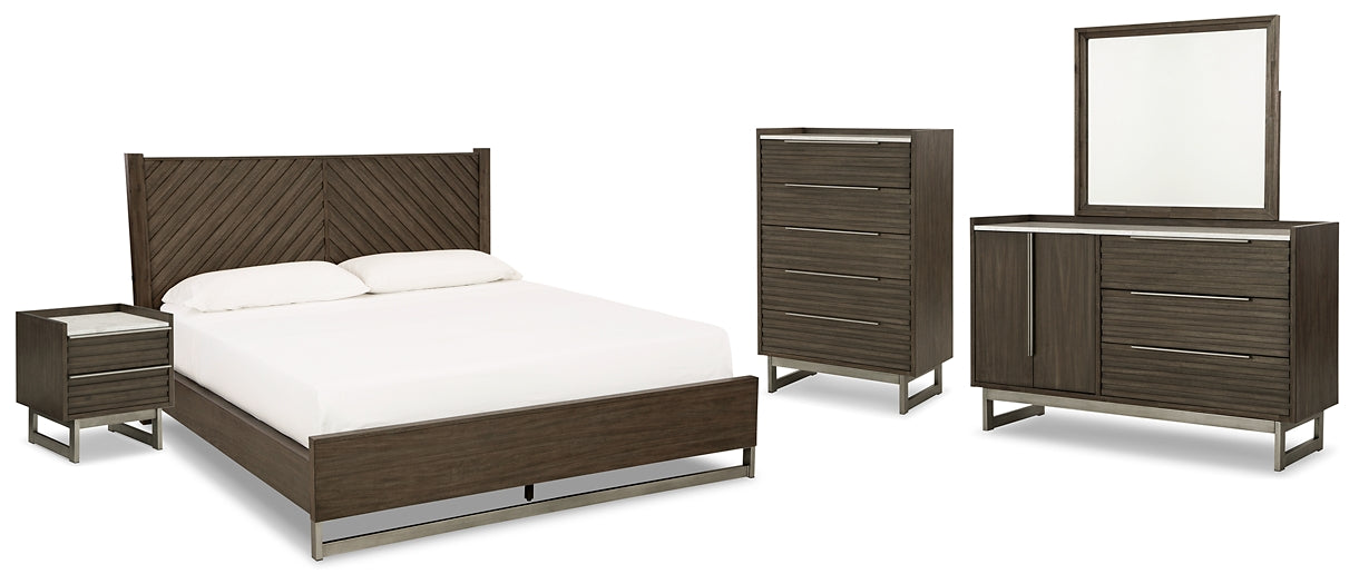 Arkenton California King Panel Bed with Mirrored Dresser, Chest and Nightstand Ashley®