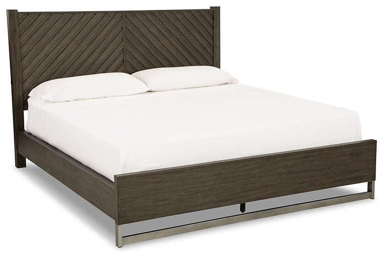 Arkenton California King Panel Bed with Mirrored Dresser, Chest and 2 Nightstands Ashley®