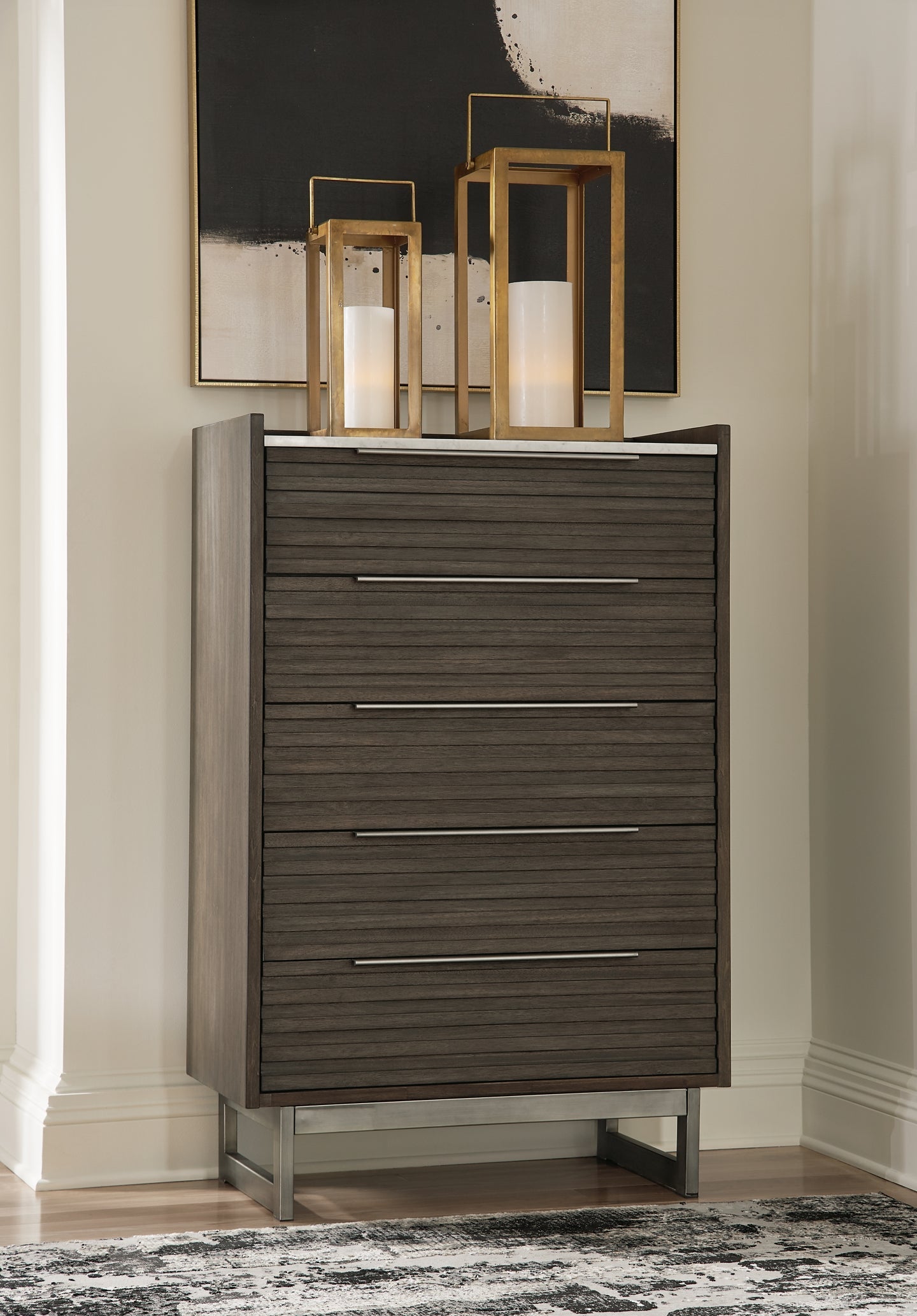 Arkenton California King Panel Bed with Mirrored Dresser, Chest and 2 Nightstands Ashley®