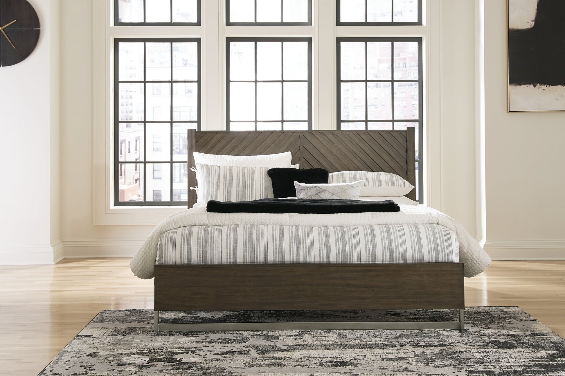 Arkenton California King Panel Bed with Mirrored Dresser, Chest and 2 Nightstands Ashley®