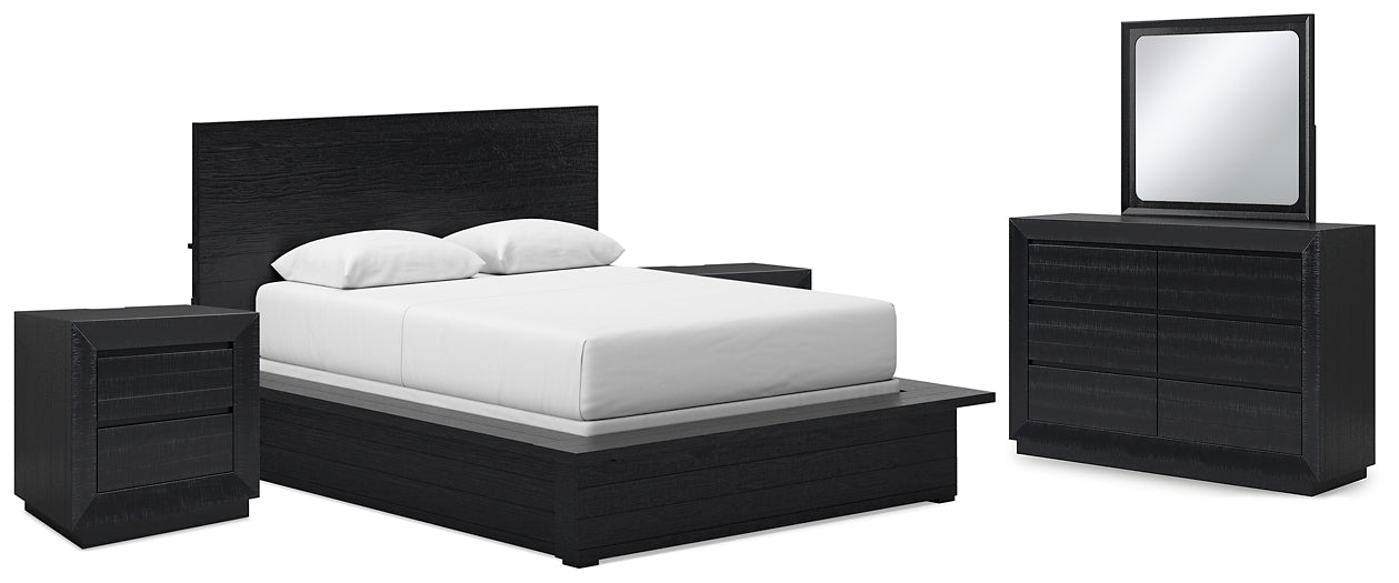 Londer Queen Panel Bed with Mirrored Dresser and 2 Nightstands Millennium® by Ashley