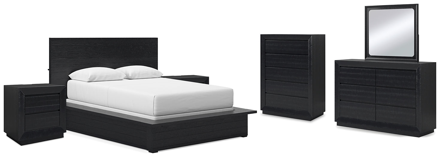 Londer Queen Panel Bed with Mirrored Dresser, Chest and 2 Nightstands Millennium® by Ashley