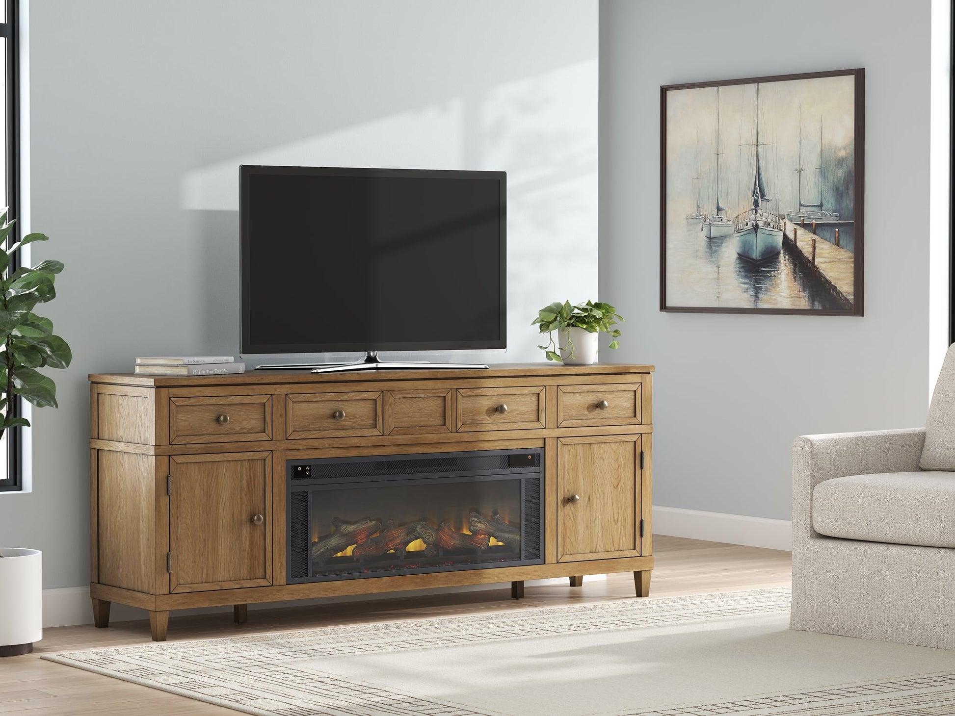 Sharlance 81" TV Stand with Electric Fireplace Signature Design by Ashley®