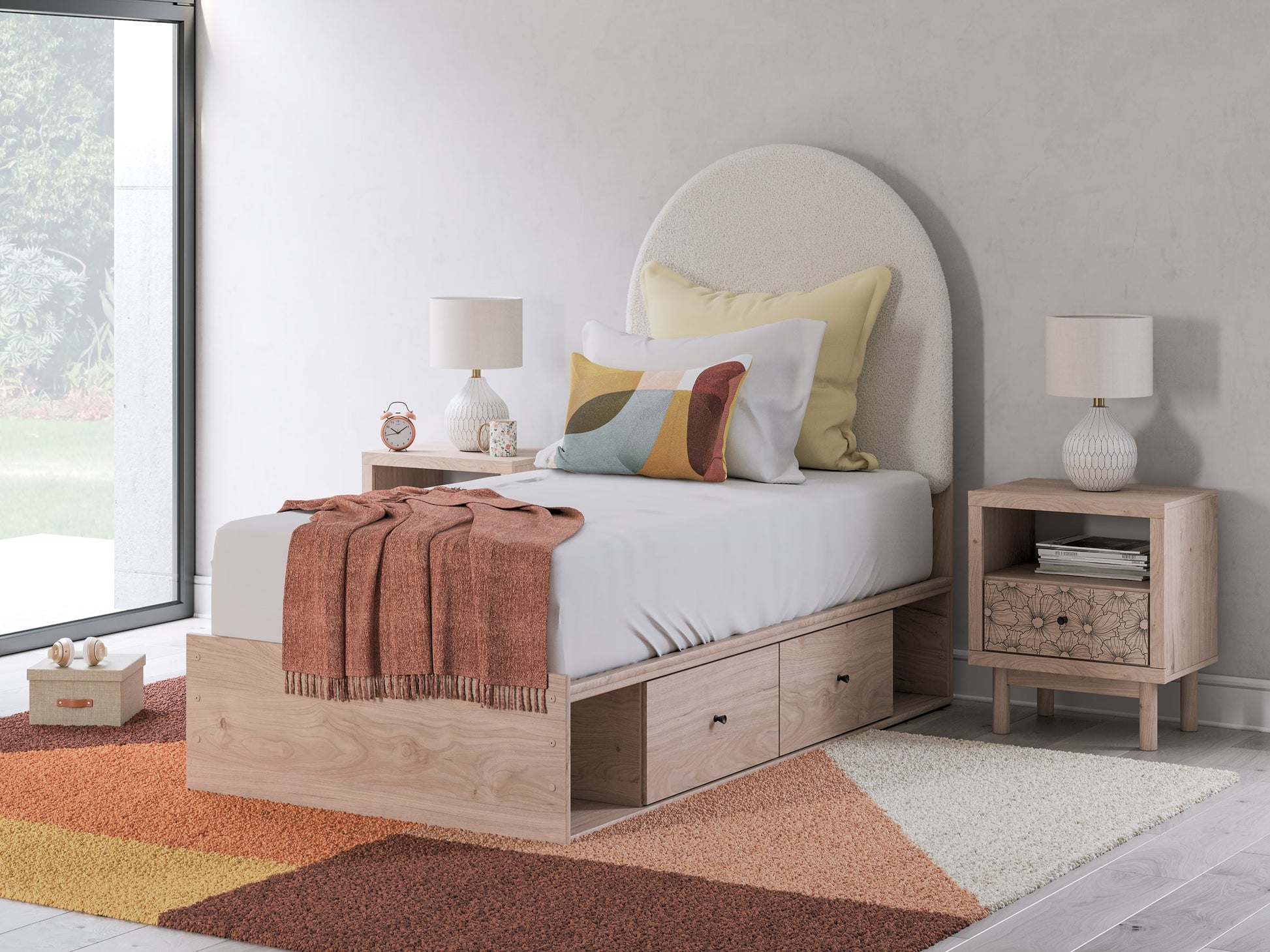 Arloster Twin Upholstered Panel Bed with Storage Signature Design by Ashley®