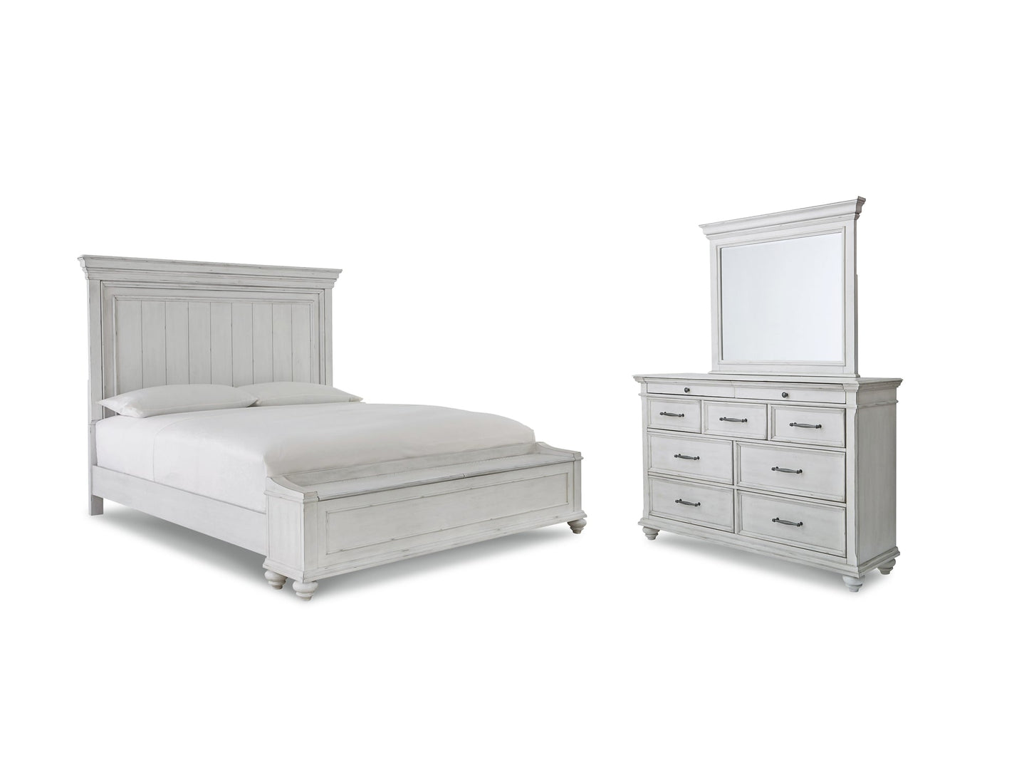 Kanwyn Queen Panel Bed with Storage with Mirrored Dresser Benchcraft®