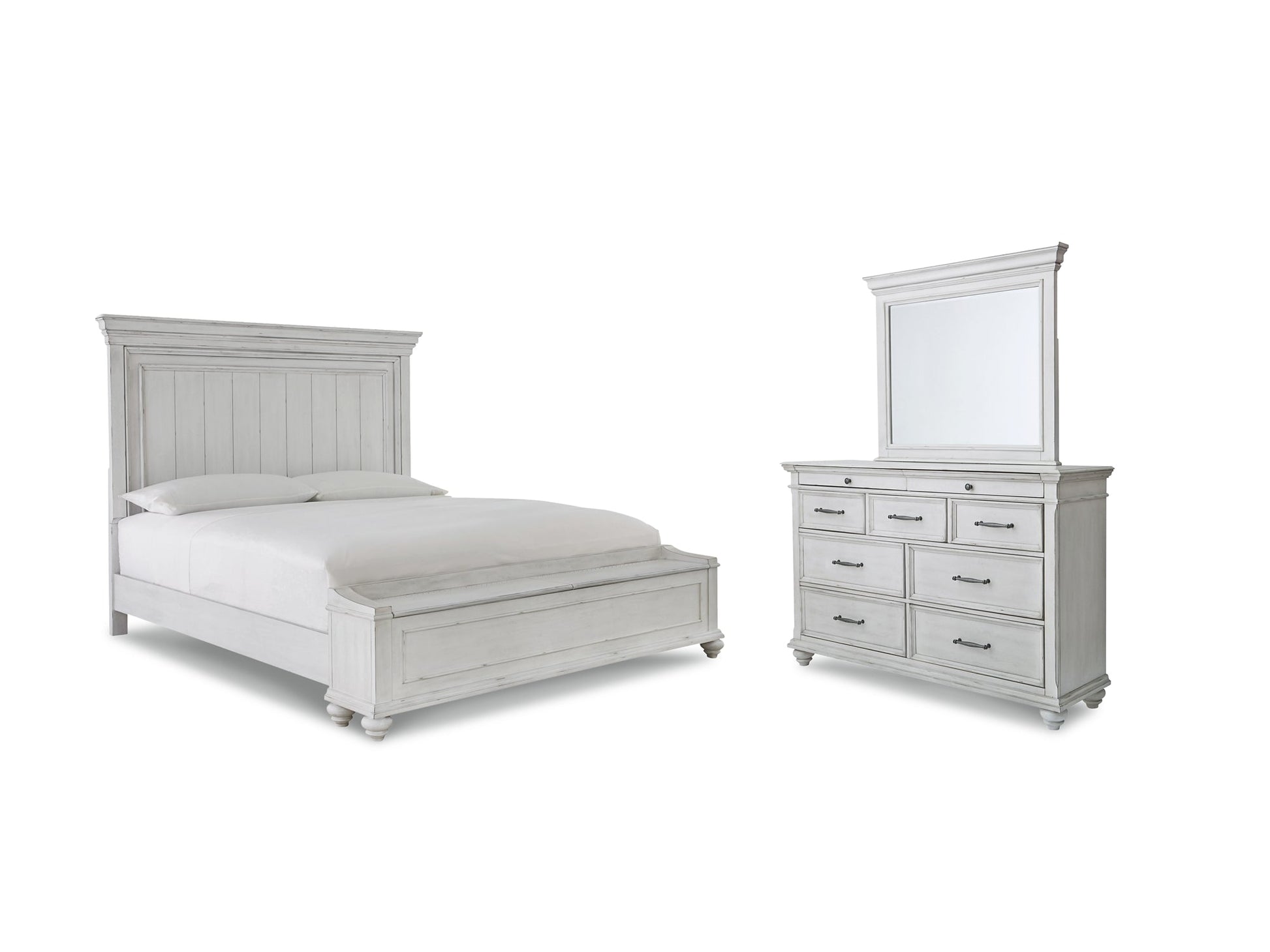 Kanwyn Queen Panel Bed with Storage with Mirrored Dresser Benchcraft®