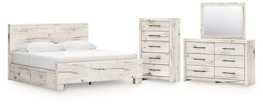 King Panel Bed with Mirrored Dresser and Chest Benchcraft®
