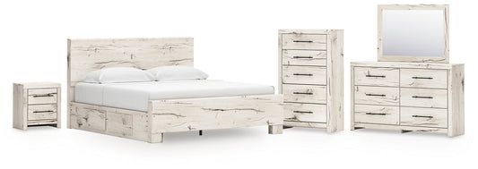 King Panel Bed with Mirrored Dresser, Chest and Nightstand Benchcraft®