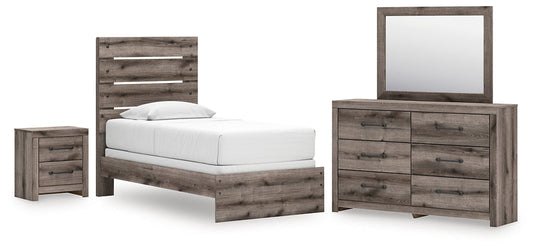 Graystorm Twin Panel Bed with Mirrored Dresser and Nightstand Signature Design by Ashley®