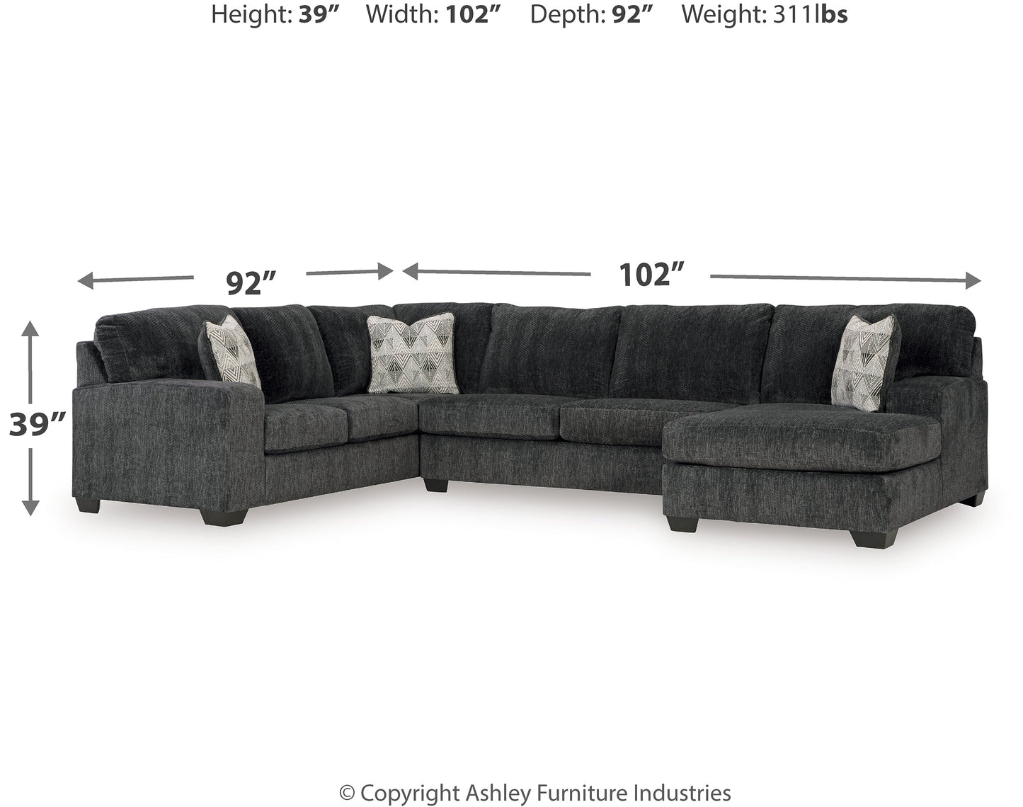 Hollyview 3-Piece Sectional with Chaise Signature Design by Ashley®