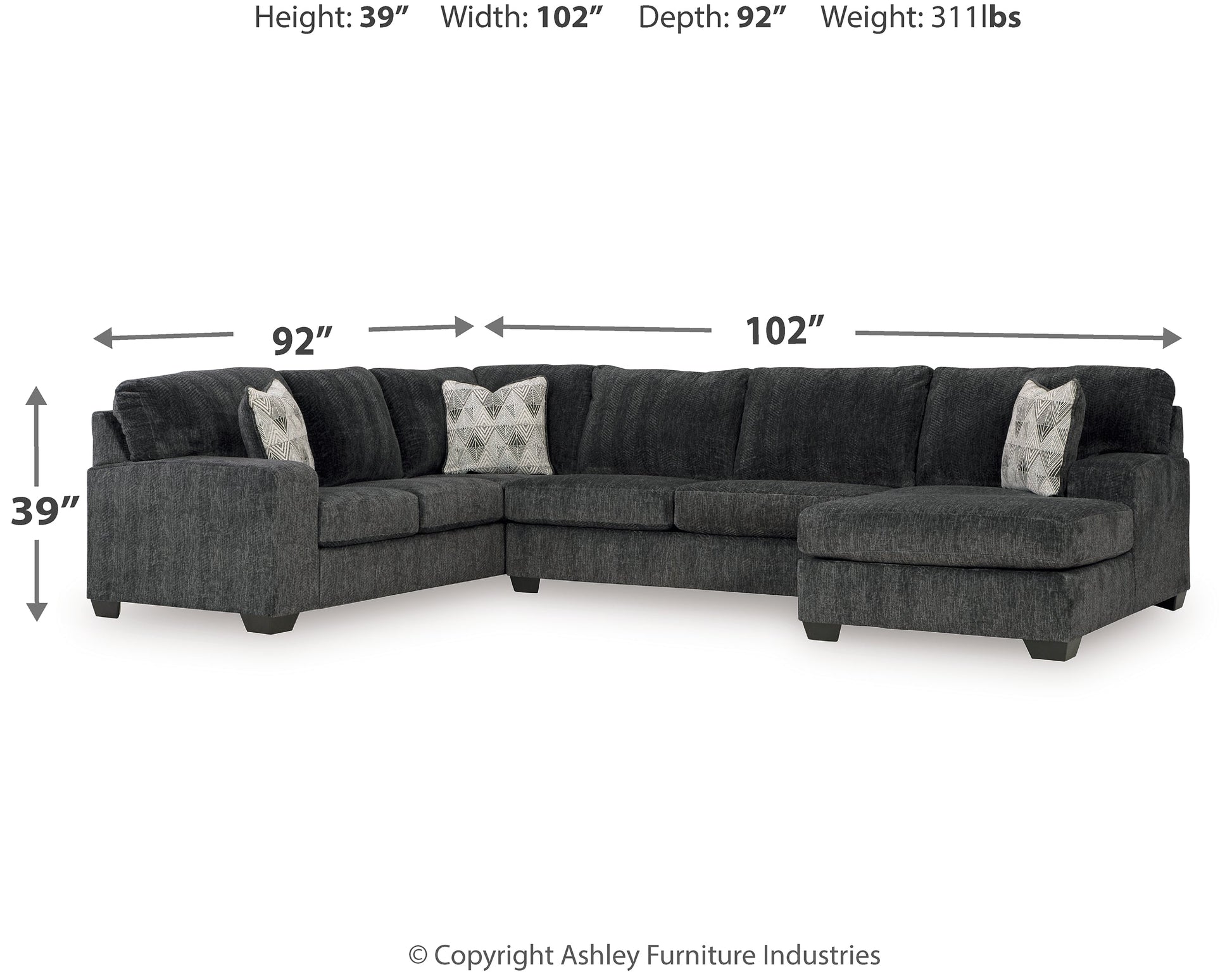 Hollyview 3-Piece Sectional with Chaise Signature Design by Ashley®