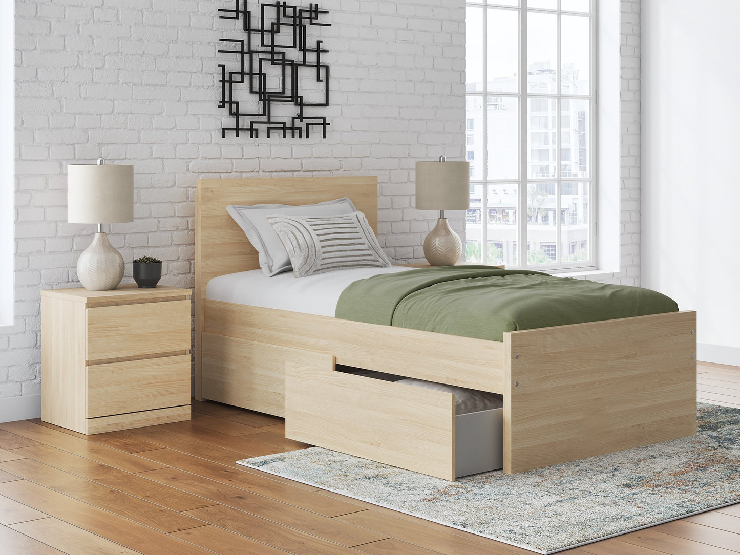 Onita Twin Panel Platform Bed with 1 Side Storage Signature Design by Ashley®