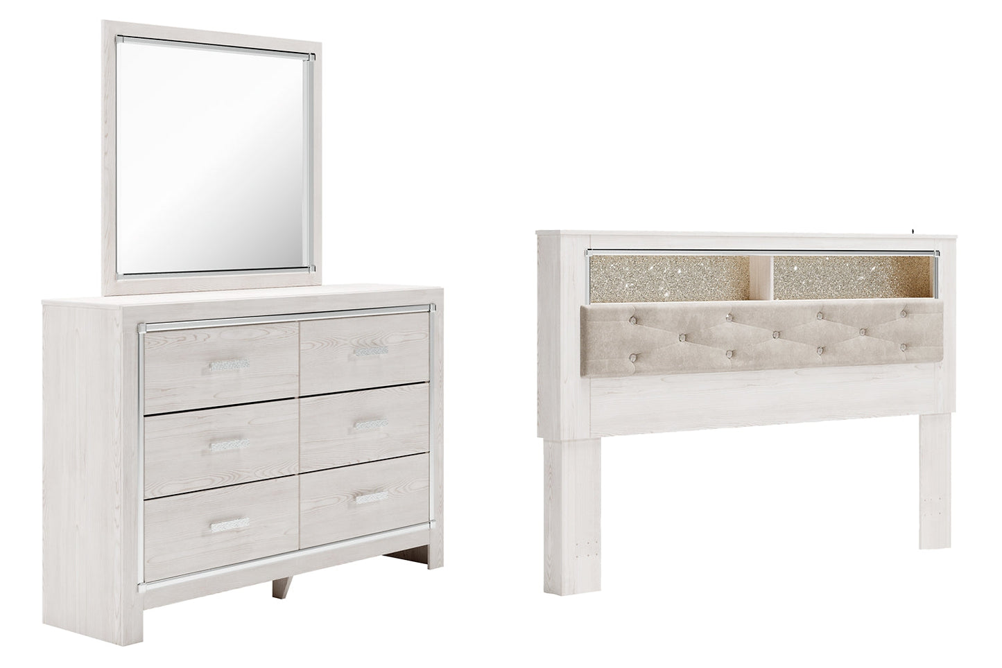 Altyra King Bookcase Headboard Bed with Mirrored Dresser Signature Design by Ashley®