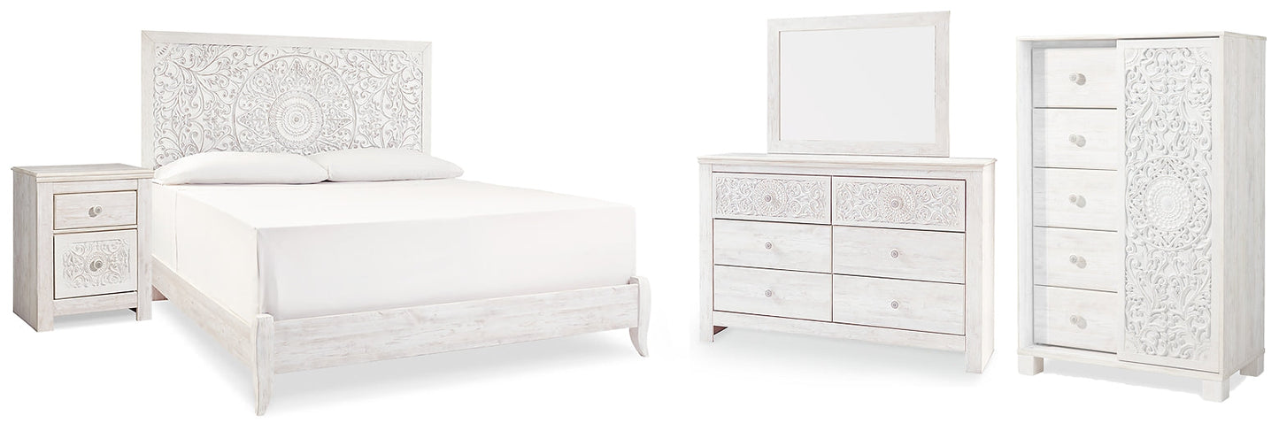Paxberry King Panel Bed with Mirrored Dresser, Chest and Nightstand Signature Design by Ashley®