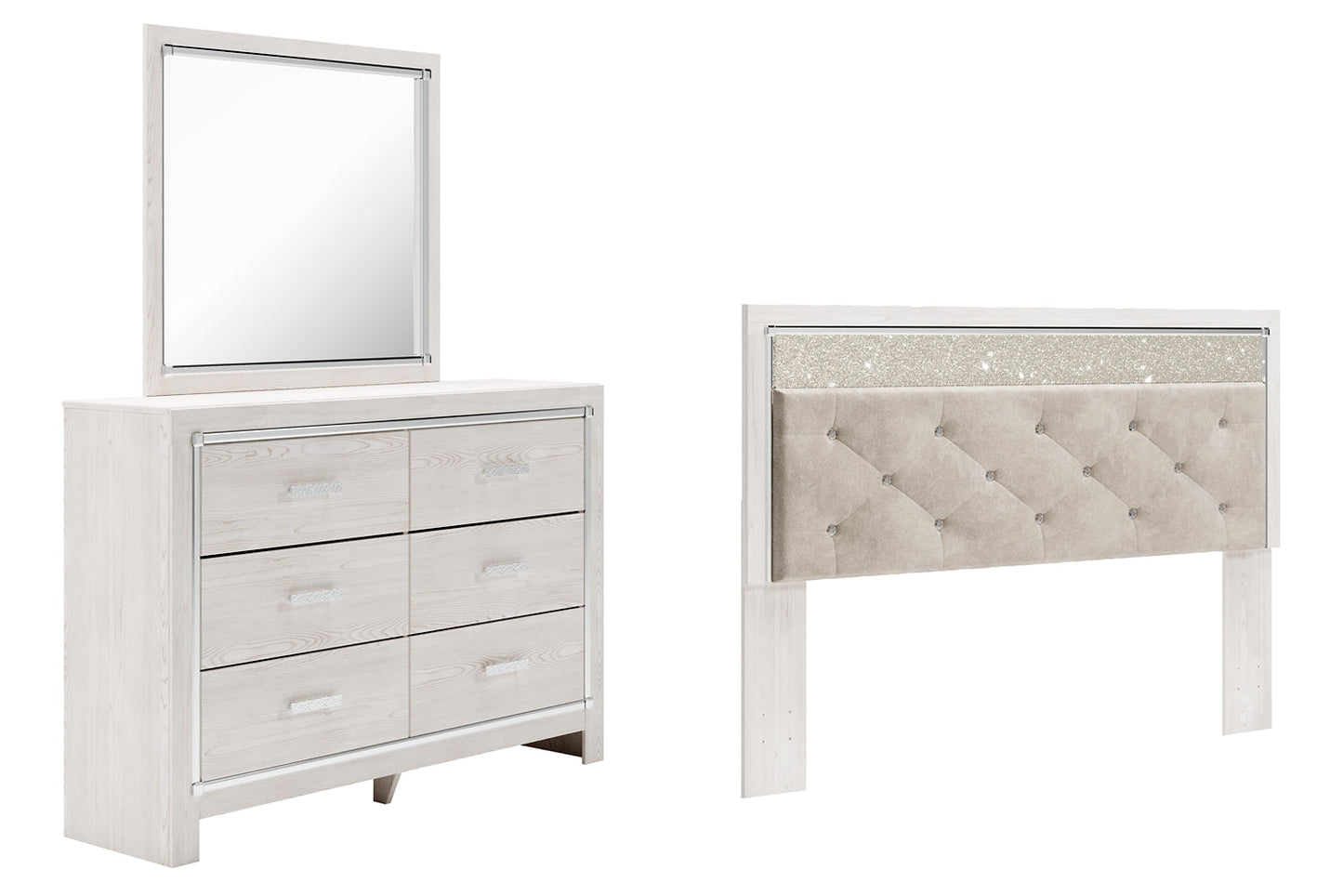 Altyra King Panel Headboard Bed with Mirrored Dresser Signature Design by Ashley®