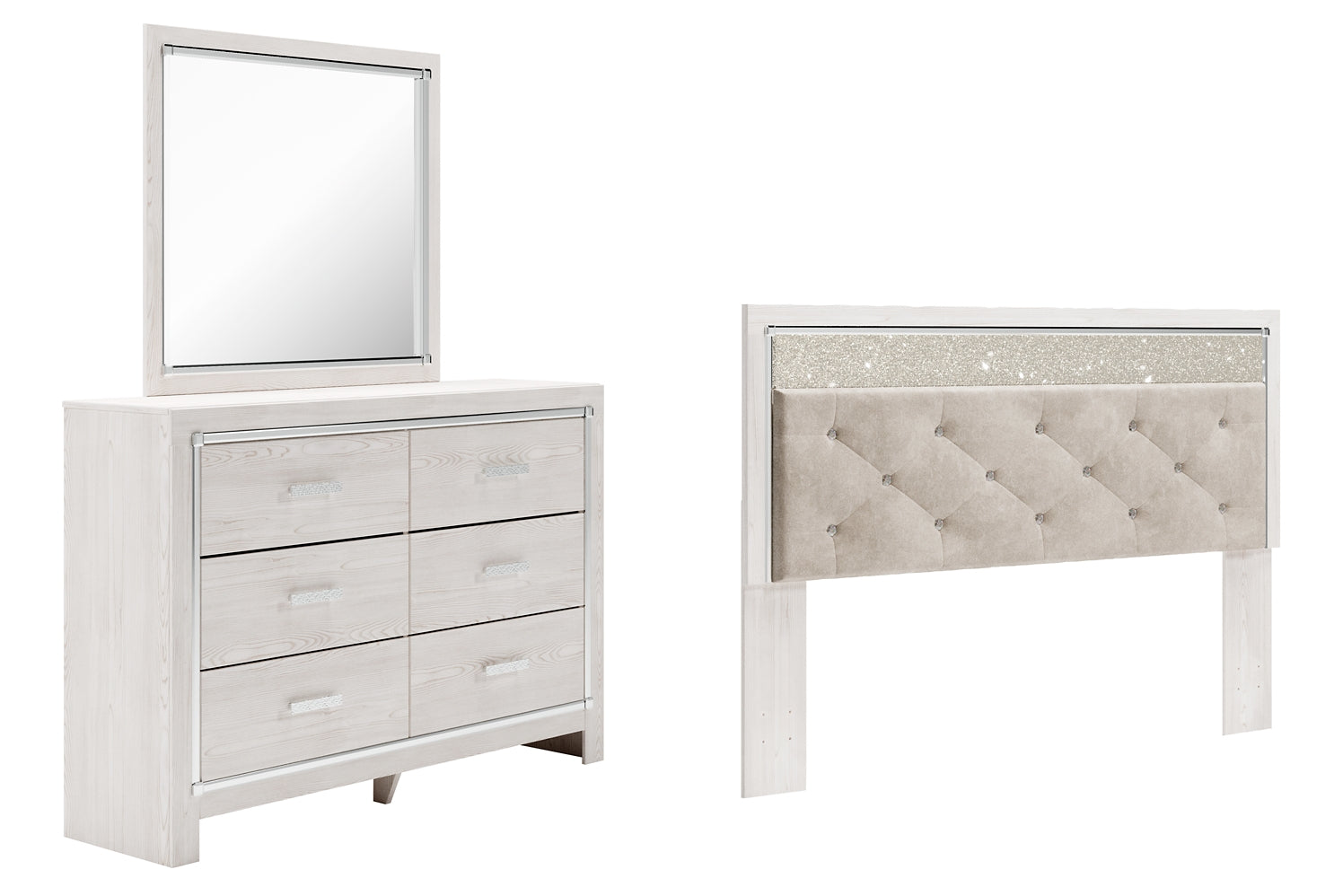 Altyra King Panel Headboard Bed with Mirrored Dresser Signature Design by Ashley®