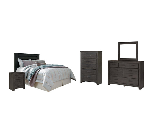 Brinxton Queen/Full Panel Headboard Bed with Mirrored Dresser, Chest and Nightstand Signature Design by Ashley®