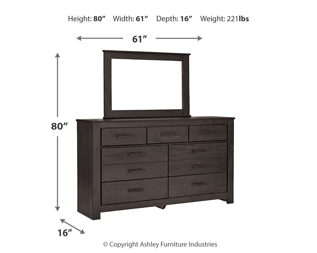 Brinxton Queen Panel Bed with Mirrored Dresser Signature Design by Ashley®
