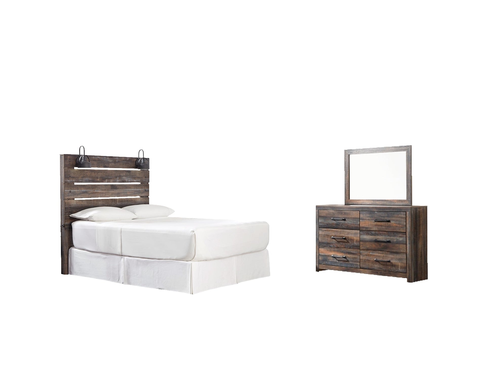 Drystan Queen Panel Headboard Bed with Mirrored Dresser Signature Design by Ashley®