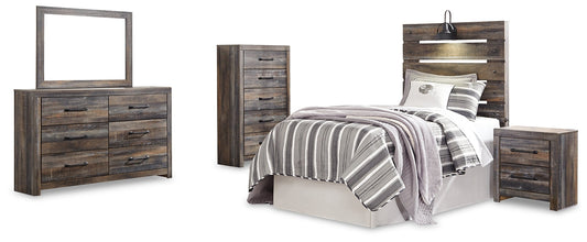 Drystan Twin Panel Headboard Bed with Mirrored Dresser, Chest and Nightstand Signature Design by Ashley®