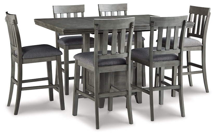 Hallanden Counter Height Dining Table and 6 Barstools Signature Design by Ashley®