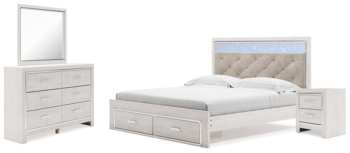 Altyra King Upholstered Storage Bed with Mirrored Dresser and Nightstand Signature Design by Ashley®
