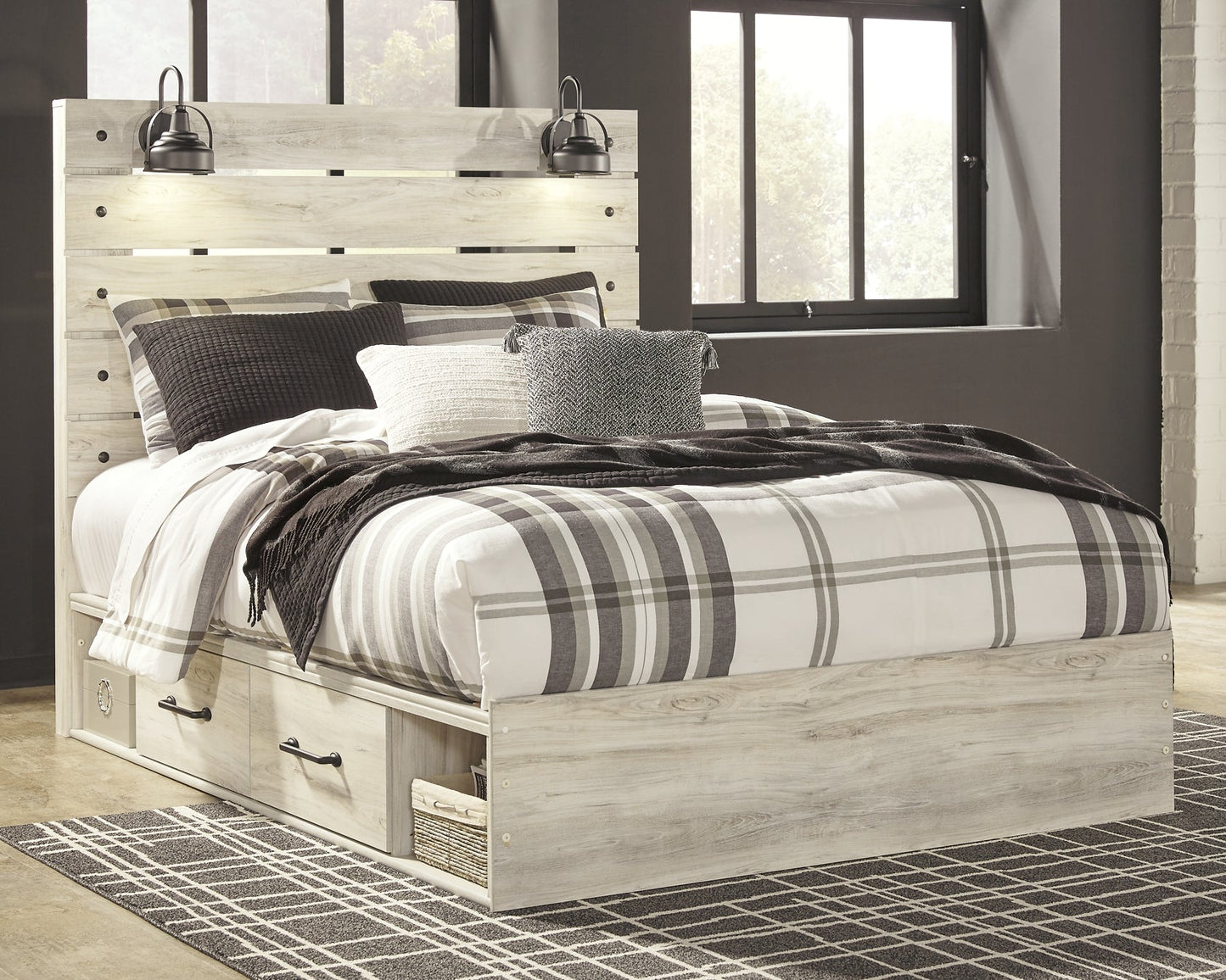 Cambeck Queen Panel Bed with 2 Storage Drawers with Mirrored Dresser and Nightstand Signature Design by Ashley®