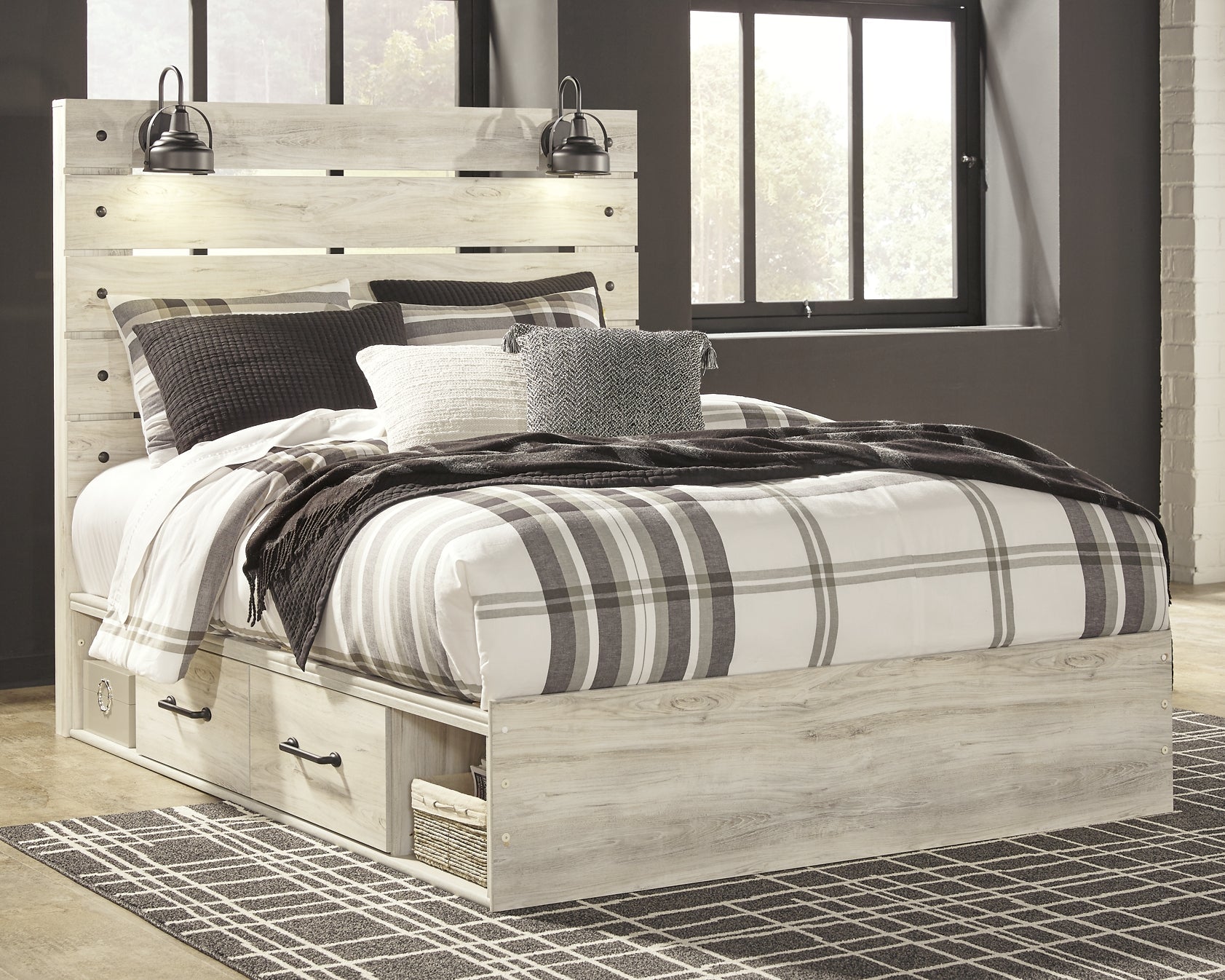 Cambeck Queen Panel Bed with 2 Storage Drawers with Mirrored Dresser and Nightstand Signature Design by Ashley®