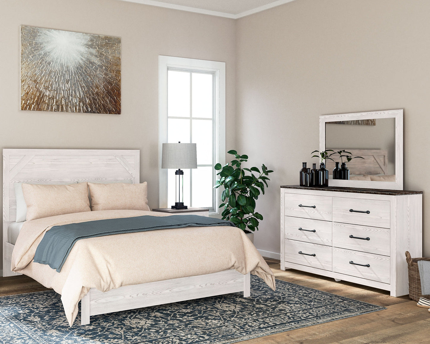 Gerridan Queen Panel Bed with Mirrored Dresser and Nightstand Signature Design by Ashley®