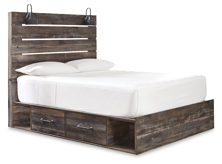 Drystan Queen Panel Bed with 2 Storage Drawers with Mirrored Dresser and Nightstand Signature Design by Ashley®