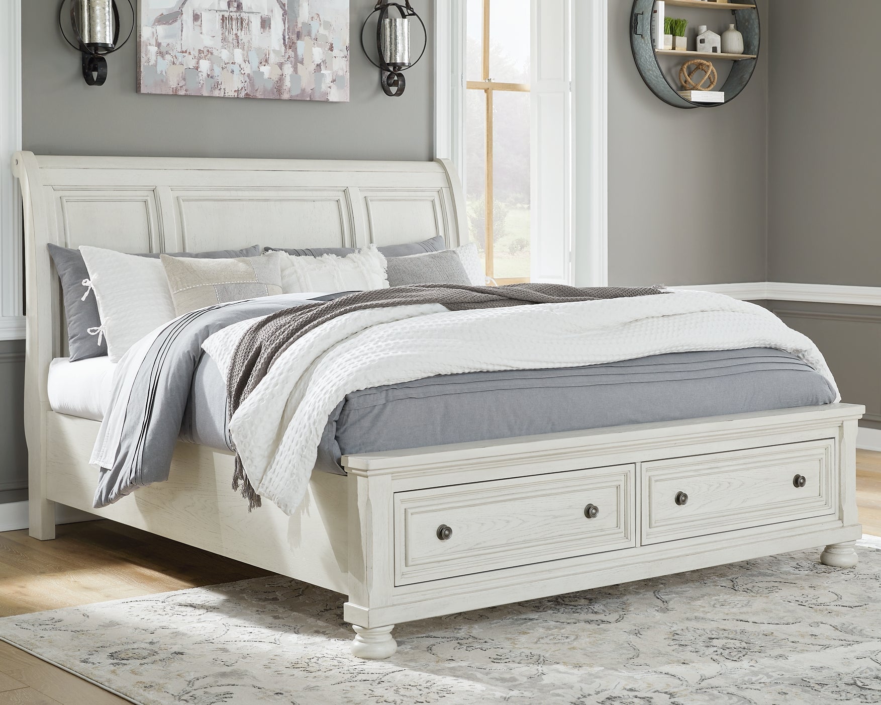 Robbinsdale California King Sleigh Bed with Storage with Mirrored Dresser Signature Design by Ashley®