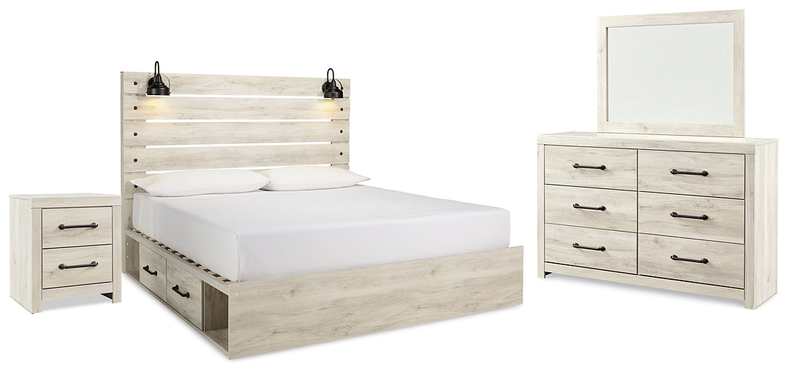 Cambeck King Panel Bed with 2 Storage Drawers with Mirrored Dresser and Nightstand Signature Design by Ashley®