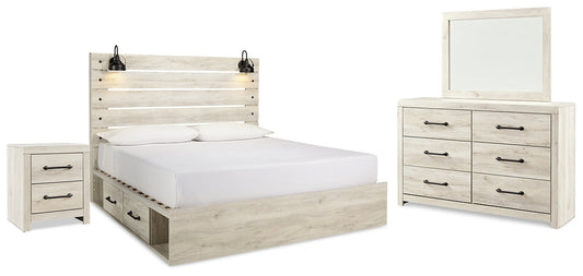 Cambeck King Panel Bed with 2 Storage Drawers with Mirrored Dresser and Nightstand Signature Design by Ashley®