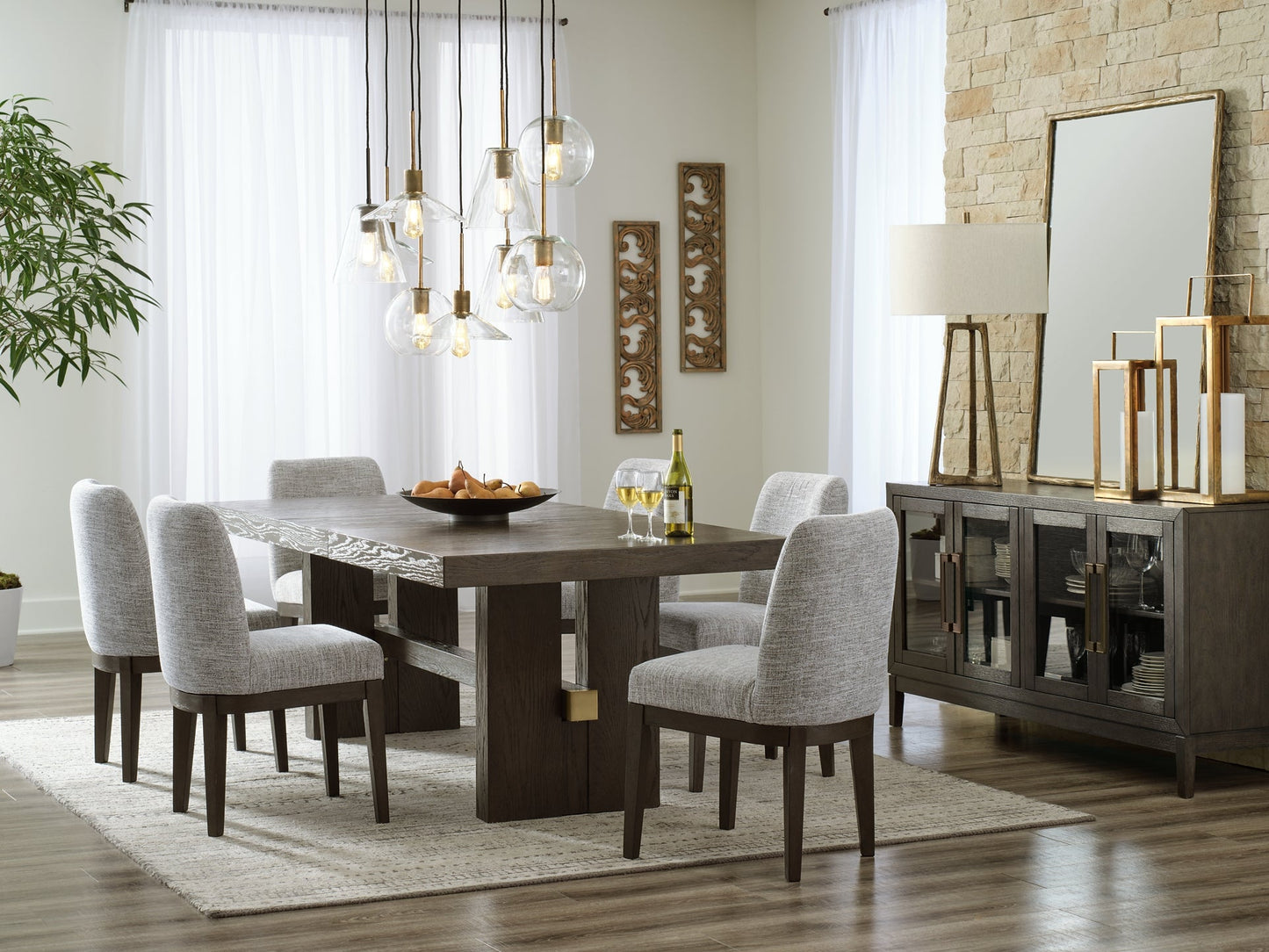 Burkhaus Dining Table and 6 Chairs Signature Design by Ashley®