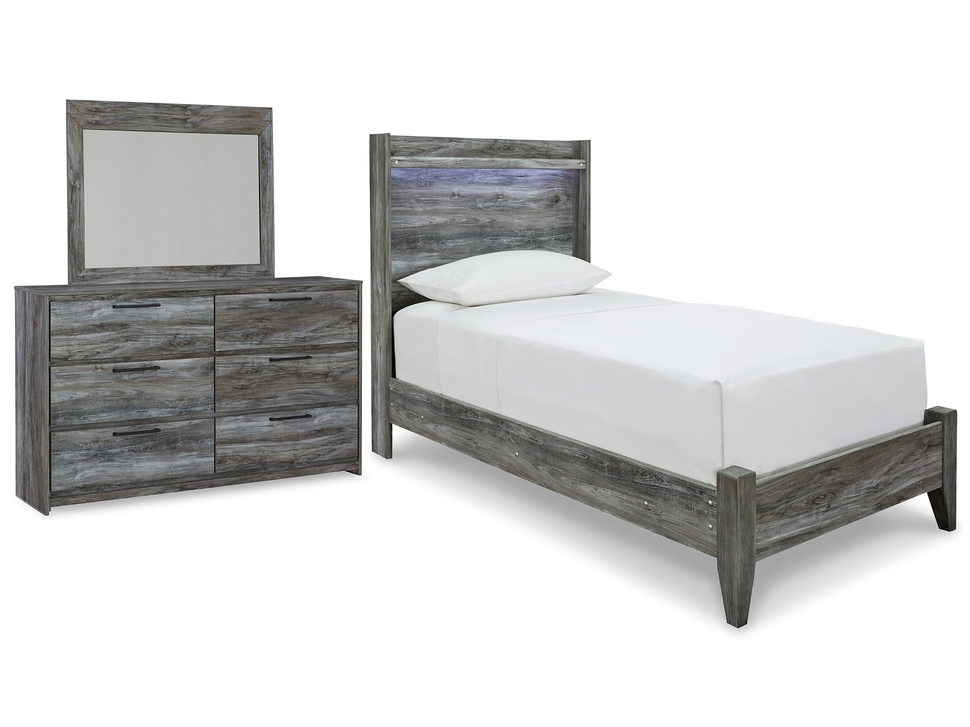 Baystorm Twin Panel Bed with Mirrored Dresser Signature Design by Ashley®