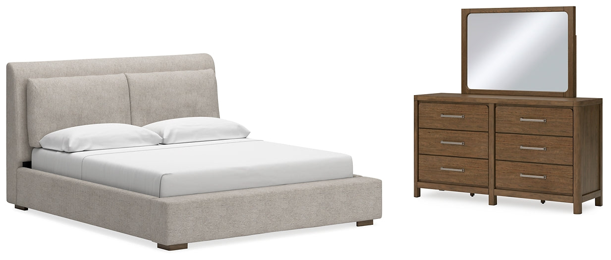 Cabalynn King Upholstered Bed with Mirrored Dresser Signature Design by Ashley®