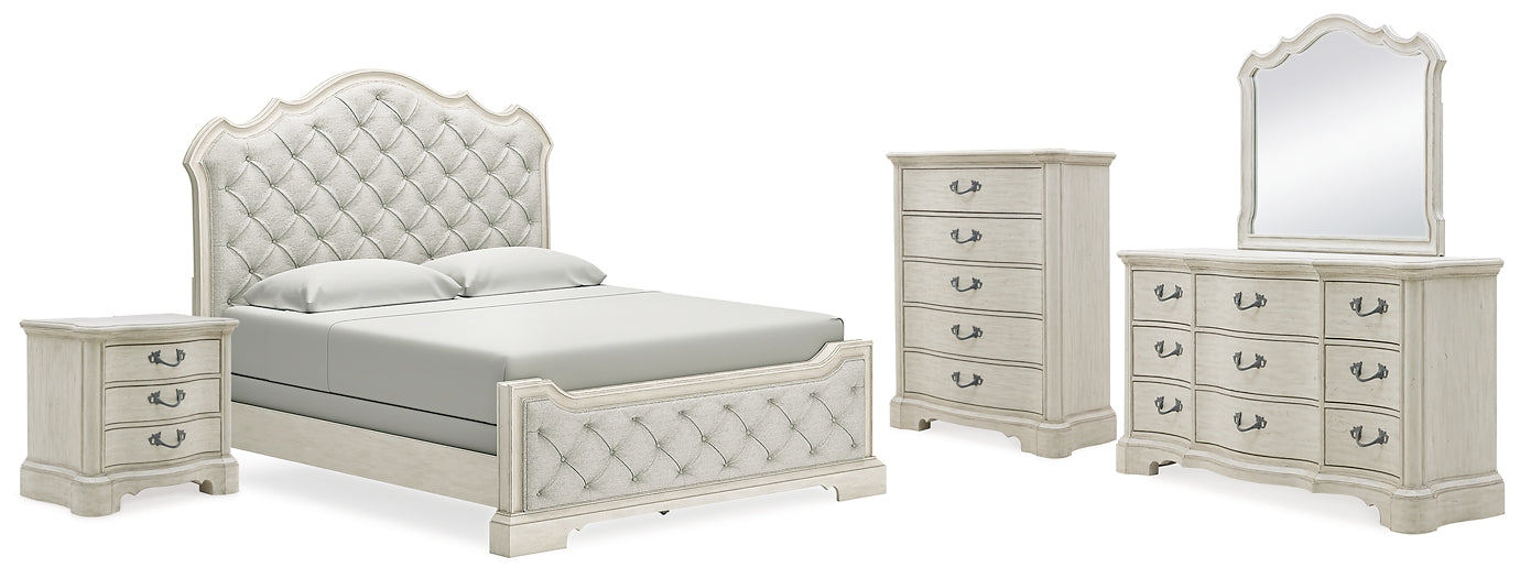 Arlendyne California King Upholstered Bed with Mirrored Dresser, Chest and Nightstand Signature Design by Ashley®
