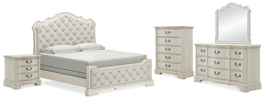 Arlendyne California King Upholstered Bed with Mirrored Dresser, Chest and Nightstand Signature Design by Ashley®